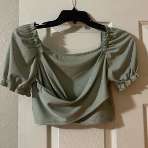 Soft green crop top with crisscross front